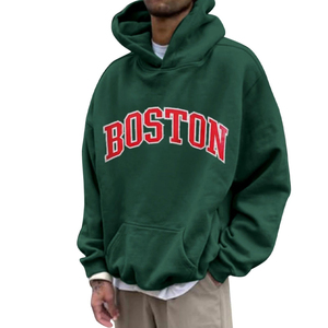 Sweat-shirt unisexe personnalisé style universitaire Boston en molleton épais avec imprimé rétro et épaules tombantes - Product Image 3