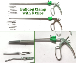 Stainless Steel Bulldog <b>Clamp</b> with 6 Clips Manual Surgical Kit for Arthroscopy Joint Surgery - Product Image 1
