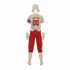 Teamname Baseball Jersey Set Men Red White Short Sleeve Breathable Polyester Uniforms All Seasons Regular Fit Screen Printing - Product Image 3