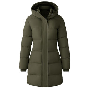 Women's Waterproof Breathable Thickened Quilted Long <b>Padded</b> Hooded Winter Parka Jacket with Quick Dry Feature - Product Image 5