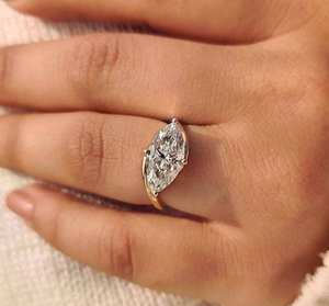 Luxury marquise cut solitaire <b>diamond</b> <b>ring</b> with four prong setting elegant engagement bridal anniversary fine jewelry design - Product Image 2