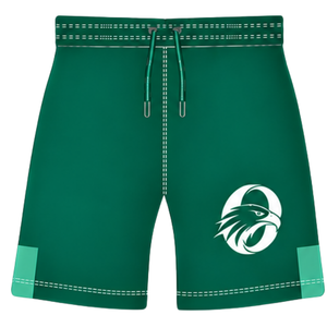 Pantalones Cortos de Rugby Verde Esmeralda y Blancos, Cintura Elástica con Cordón, Uniforme de Equipo Geométrico Personalizado, Ropa Deportiva Transpirable para Entrenamiento - Product Image 1