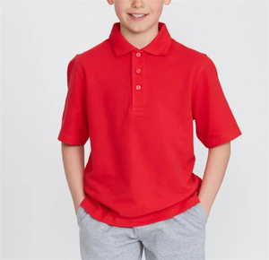 Polo brodé personnalisé pour uniforme scolaire, 100 % coton, manches courtes, avec logo de marque pour enfants - Product Image 1