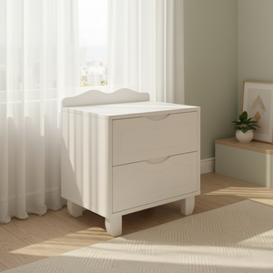 Modern White Wooden Kids Nightstand with 2 Drawers Cute Design <b>Bedside</b> Table for Children Bedroom Furniture - Product Image 1