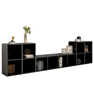 TV mobile in 5 pezzi grigio lucido, - Product Image 3