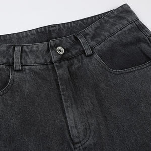 Jean déchiré bleu foncé coupe droite taille mi-haute pour homme, style urbain, collection 2026 - Product Image 4