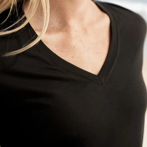 เสื้อยืดลำลองผู้หญิงแขนยาวสีดำ คอกลม ผ้าถัก ทรงปกติ สีพื้น - Product Image 5