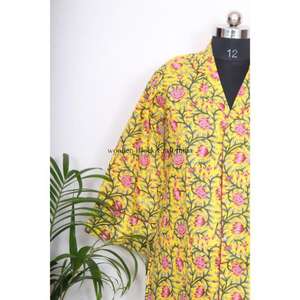 Tunique indienne écologique, lavable, respirante, coupe ample, col en V profond, manches longues, boutonnée, imprimé floral numérique - Product Image 4