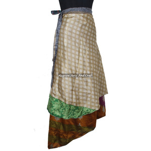 Vintage Reversible Sarong Sari Magic Wrap <b>Skirt</b> <b>Boho</b> Stylish Multi Color Summer Wear Comfortable Fashion <b>Boho</b> Hippie Free Size - Product Image 1