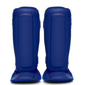Protège-tibias bleus en PU avec fermeture à boucle, protection légère pour l'entraînement sportif des adultes, protège-jambes - Product Image 5
