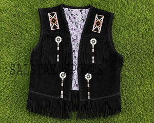 Gilet en cuir suédé de style western pour homme, très tendance, avec franges |   Fournisseur de vestes en cuir artisanales de qualité supérieure - Product Image 5