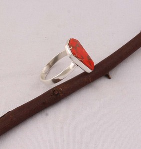 Natural Orange Copper <b>Turquoise</b> <b>Ring</b> 925 Sterling Silver Coffin Shape Gothic Jewelry Handcrafted Vintage Statement <b>Ring</b> - Product Image 6