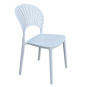 <b>Plastic</b> Fan Back <b>Dining</b> Seating | Modern All Weather Polypropylene Armless Patio <b>Chair</b> Luxury Commercial Wedding Event Gala - Product Image 2
