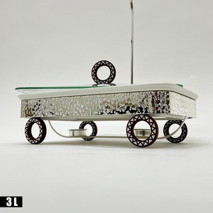 Modern Stainless Steel With Ceramic <b>Food</b> <b>Warmer</b> with Tempered Glass Top and Decorative Wheel Base for Modern Buffet & Catering - Product Image 3