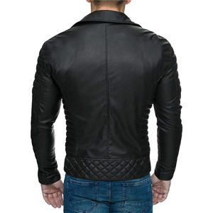 Chaqueta de cuero sintético para hombre, estilo motociclista, a prueba de viento, con cremallera, informal, para invierno - Product Image 5