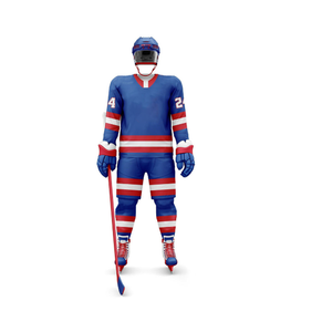 Uniforme de Hockey sobre Hielo con Rayas Púrpuras, Cuello en V, Manga Larga, Poliéster que Absorbe la Humedad, Ropa Deportiva de Invierno Unisex para Adultos - Product Image 5
