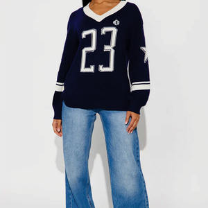 Robe de football américain vintage rétro pour femme, style streetwear, manches longues, coupe ample, tissu uni, numéro personnalisé - Product Image 2