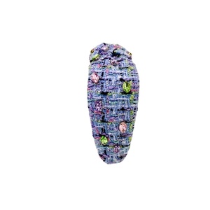 Fashionable Comfortable Handcrafted Tweed Fabric Customizable One Size Fits All <b>Headband</b> Sparkling Confetti Knotted Rhinestone - Product Image 1