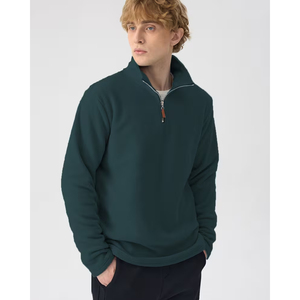 Men Black Half Zip <b>Sweatshirt</b> Polyester Cotton Streetwear Pullover Europe Fashion Manufacturer - Product Image 4