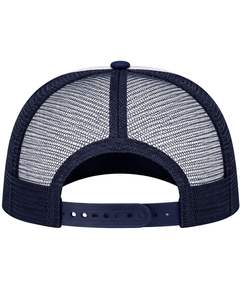 Gorra trucker azul marino y blanca personalizada con malla trasera, cierre ajustable, transpirable, frente de espuma de poliéster, logotipo personalizado, gorra de béisbol. - Product Image 4