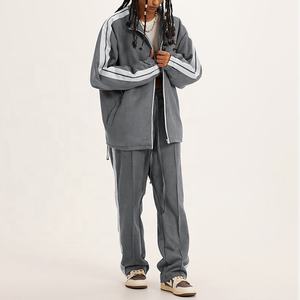 ผู้ผลิตเสื้อผ้า ชุดเซ็ตเสื้อฮู้ดดี้โอเวอร์ไซส์แบบซิปคู่ผ้าฝ้ายหนาน้ำหนักมาก 100% สำหรับฤดูหนาว พร้อมกางเกงขายาว - Product Image 1