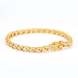 Womens Yellow <b>Gold</b> Diamond Bracelet Round Brilliant Cut Natural Diamonds Unisex Classic Everyday Wear Style for Womens - Product Image 5