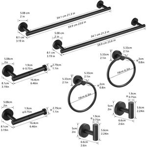 Juego de 8 Accesorios de Baño Negros de Acero Inoxidable, Toallero, Porta Toallas, Herrajes Premium para su Baño - Product Image 6