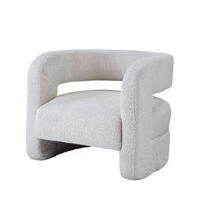 Poltrona Yitua in Peluche Bianco con Dettagli in Sherpa per Soggiorno, Comoda ed Elegante - Product Image 6