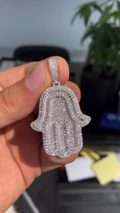 จี้รูปมือฮัมซาประดับเพชร จี้มือพระเจ้า สไตล์ฮิปฮอป เครื่องประดับเงินแท้ 925 สำหรับจี้และเครื่องประดับเงินแท้ - Product Image 6