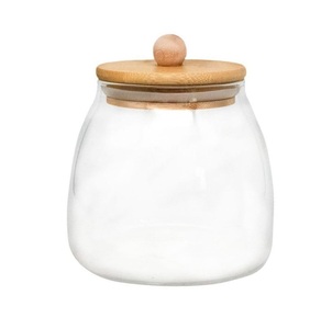 Bocaux de cuisine en verre faits à la main avec couvercles en bois, compatibles lave-vaisselle, design moderne et luxueux pour le stockage des épices, herbes, céréales, thé, sucre - Product Image 4