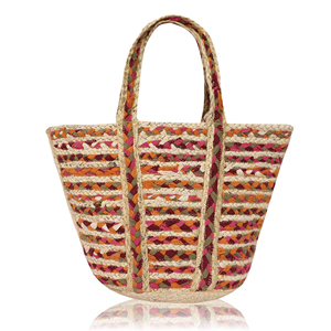 Sac fourre-tout de plage en jute personnalisable de haute qualité, tendance 2026, réutilisable, forme seau, avec poignée d'épaule, pour femme, style indien Tyntra - Product Image 5