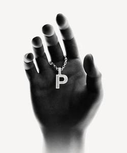 P Letter Pendant Charm Rhodium Plated Gold/Silver Emerald Cut Diamond Channel Setting Trendy Unisex Gift - Product Image 2