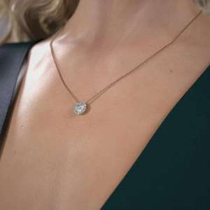 Wholesale 14K <b>Solid</b> Gold 2 Carat Round Cut Lab Grown Diamond Solitaire Pendant <b>Necklace</b> Bridal Engagement Fine Jewelry for Women - Product Image 4