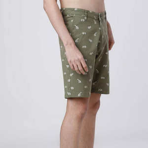 Shorts chino décontractés pour homme, couleur olive, taille élastique, coton, été, confortables, à porter au quotidien, coupe-vent et respirants - Product Image 2