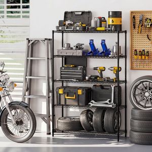 Scaffalatura Metallica a 5 Ripiani per Garage con Rete a V - Product Image 1