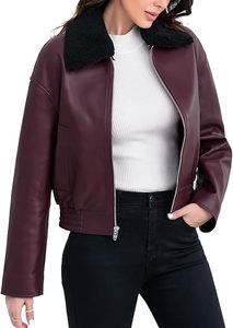 Blouson Bomber en Cuir Véritable Bordeaux de Haute Qualité, Personnalisable avec Logo OEM, Fermeture Éclair, pour Femmes Motardes - Product Image 5