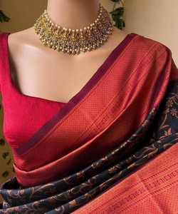 Sari moderne en soie litchi tissée RICH LOOK avec chemisier non cousu, idéal pour les fêtes, prix de gros, vêtement ethnique multicolore - Product Image 3