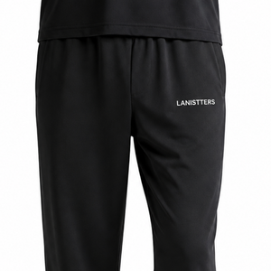 Men's Black Fleece Sweatpants Relaxed Fit Straight Leg Casual <b>Trousers</b> <b>Elastic</b> <b>Waist</b> Custom Logo Streetwear Pants OEM - Product Image 3