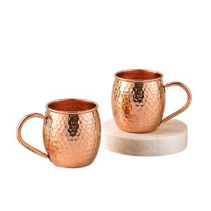 Vente en gros de tasses à Moscow Mule en cuivre pur martelé à la main avec poignée en laiton, articles de bar, cadeau - Product Image 5