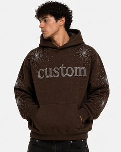 Heavyweight Streetwear Sweatshirt Crystal Embellished Fashion Hoodie Wholesale Supplier Premium Crystal Hoodie Oversized - Product Image 3