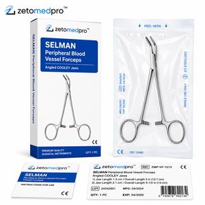 Pinzas para Vasos Sanguíneos Periféricos SELMAN, con Mandíbulas Anguladas COOLEY, Mandíbula de 1.3cm o 2.1cm, Longitud Total de 5in (12.7cm) o 5-1/2in (14cm), ZETOMEDPRO - Product Image 2