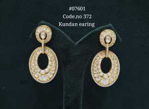 07601Kundan Dangle Earrings Gold Plated <b>Drop</b> Earrings Oval Geometric fashion earrings Jewelry for Party Wedding - Product Image 5