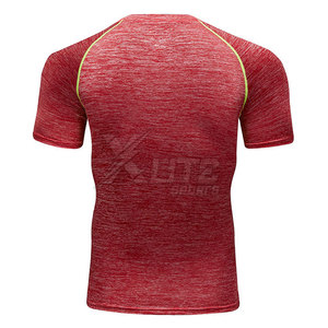 T-shirt de compression professionnel pour homme, 100 % coton, écologique, séchage rapide, tissu anti-humidité, confort extensible pour l'entraînement en salle de sport - Product Image 2