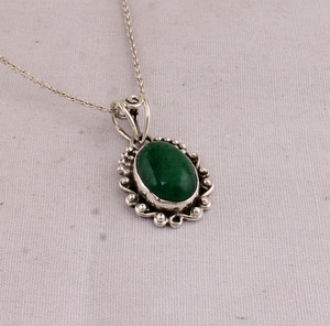 Vintage Natural Green Jade Pendant 925 Sterling Silver Wholesale High Quality Handmade Silver Jewelry for Anniversary - Product Image 4