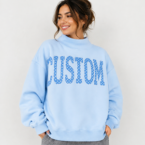 Custom Letter Silk Screen Hooded Fleece 100% Cotton Oversized Unisex Winter Pullover Sweatshirt Light Blue Knitted - Product Image 2