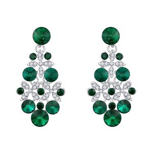 Chunky 2-Piece <b>Emerald</b> Butterfly <b>Stud</b> <b>Earrings</b> Shiny Rhinestone Crystal Pendant Necklace Set for Women Wedding Party Silver - Product Image 3