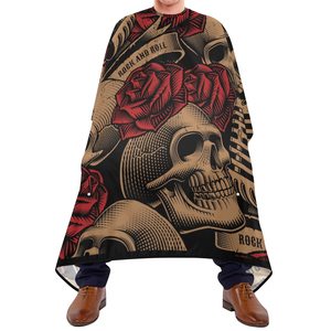 HYSAF APPARELS CO Capa de Peluquería Impermeable 64x56 con Cierre de Clip Metálico, Estampado de Calavera y Rosas, Capa de Peluquería Impermeable, Capa de Barbero - Product Image 3