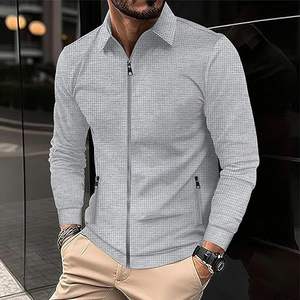 Ensemble de survêtement décontracté pour homme, veste polo zippée intégrale et pantalon à cordon de serrage, 2 pièces, coupe classique, avec poches - Product Image 3