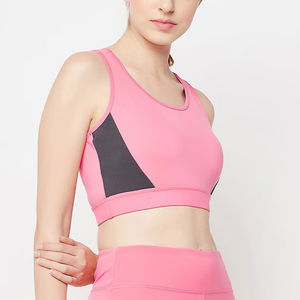 Soutien-gorge de sport pour femme, tendance, décontracté, à maintien élevé, séchage rapide, respirant, léger, pour yoga, avec coussinets amovibles, logo frontal, Spandex/Nylon - Product Image 5