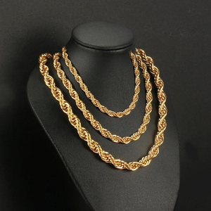 Hip hop rope chain necklace gold silver twisted rope link chain mens hip hop jewellery street style chain necklace <b>gift</b> - Product Image 1